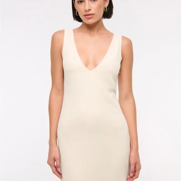 Abercrombie Plunge Godet Maxi Dress | Size Small | Altered | Warm Beige - Picture 2 of 9